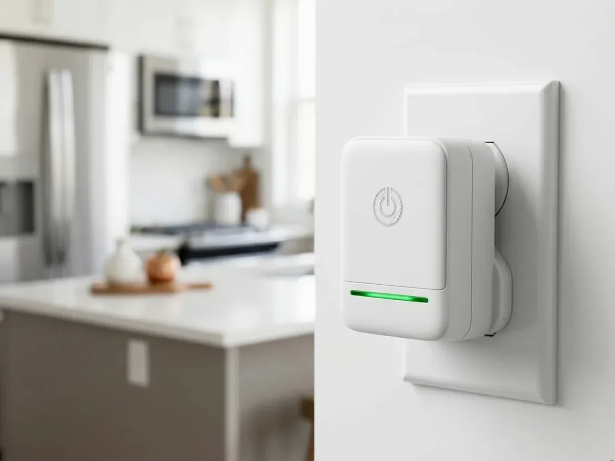 ZeroWattic Plug-In Home Power Stabilizer unit with green LED indicator bar